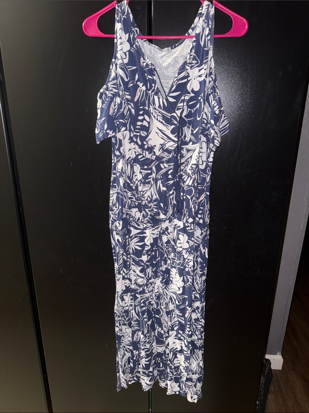Avon Navy Maxi Dress with Navy Floral Print XL/ 16